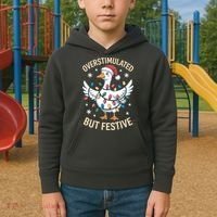 Overstimulated But Festive Christmas Duck Cute & Funny Kids Hoodie thumb 2