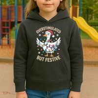 Overstimulated But Festive Christmas Duck Cute & Funny Kids Hoodie thumb 3