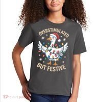 Overstimulated But Festive Christmas Duck Cute & Funny Kids T-Shirt thumb 2