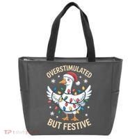 Overstimulated But Festive Christmas Duck Cute & Funny Tote Bag thumb 0