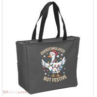 Overstimulated But Festive Christmas Duck Cute & Funny Tote Bag thumb 2