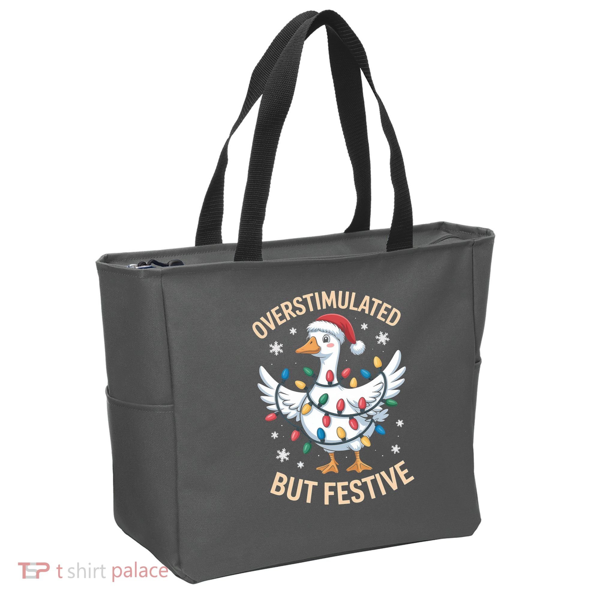 Overstimulated But Festive Christmas Duck Cute & Funny Tote Bag