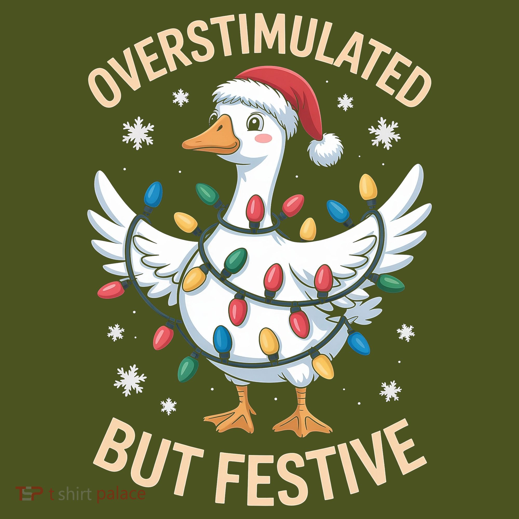 Overstimulated But Festive Christmas Duck Cute & Funny The Baniff Cuffed Pom Beanie