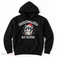Overstimulated But Festive Racoon Hoodie thumb 0