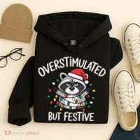 Overstimulated But Festive Racoon Hoodie thumb 4