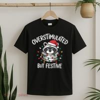 Overstimulated But Festive Racoon T-Shirt thumb 2