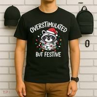 Overstimulated But Festive Racoon T-Shirt thumb 6