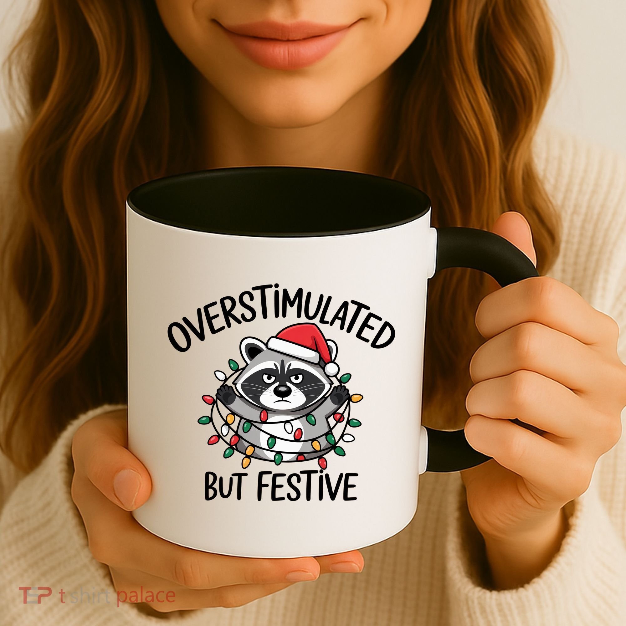 Overstimulated But Festive Racoon Coffee Mug