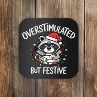Overstimulated But Festive Racoon Coaster thumb 0
