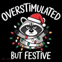 Overstimulated But Festive Racoon Mousepad thumb 1