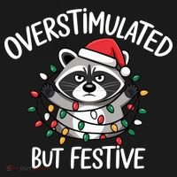Overstimulated But Festive Racoon Tall Hoodie thumb 2