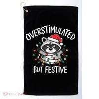 Overstimulated But Festive Racoon Golf Towel thumb 0