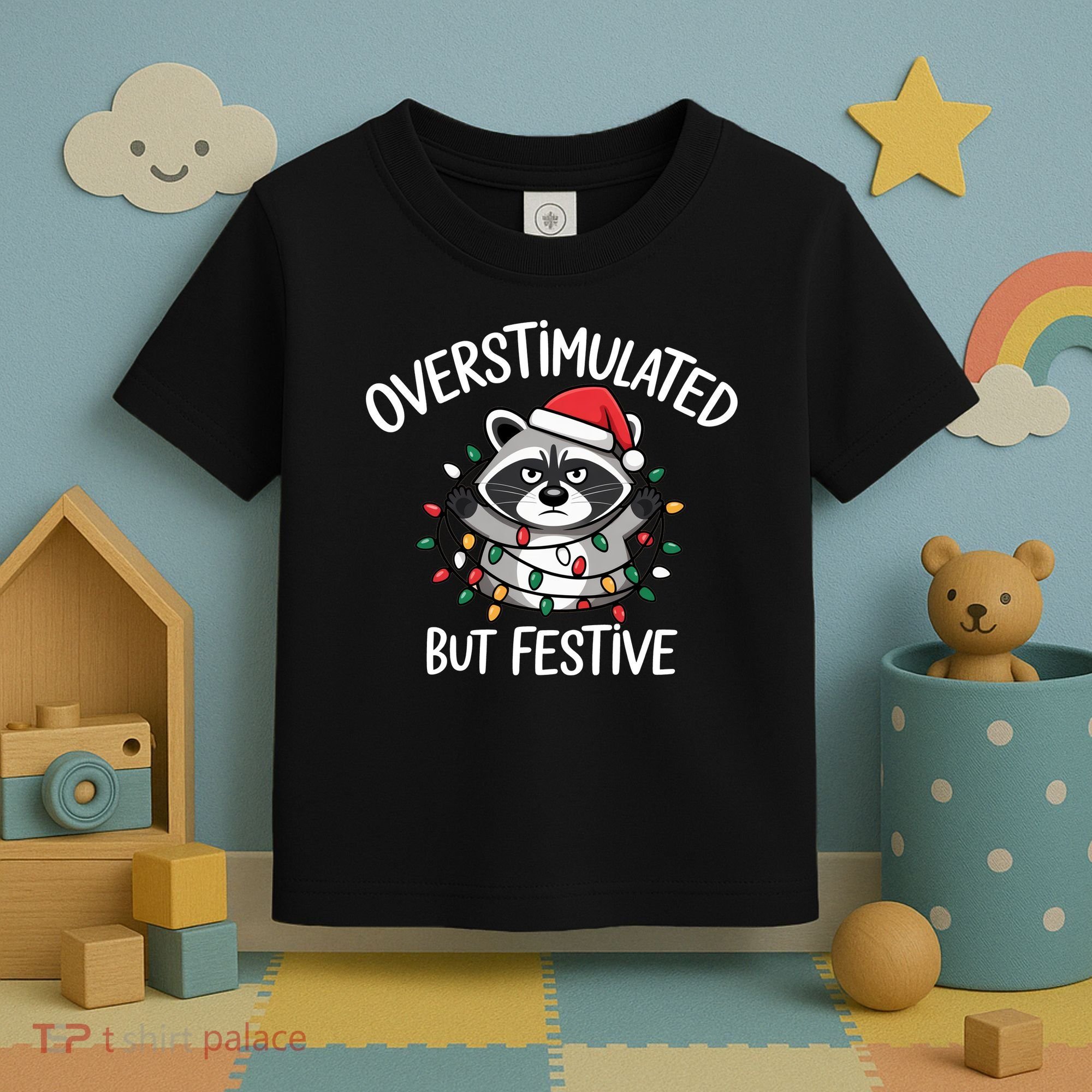 Overstimulated But Festive Racoon Toddler T-Shirt