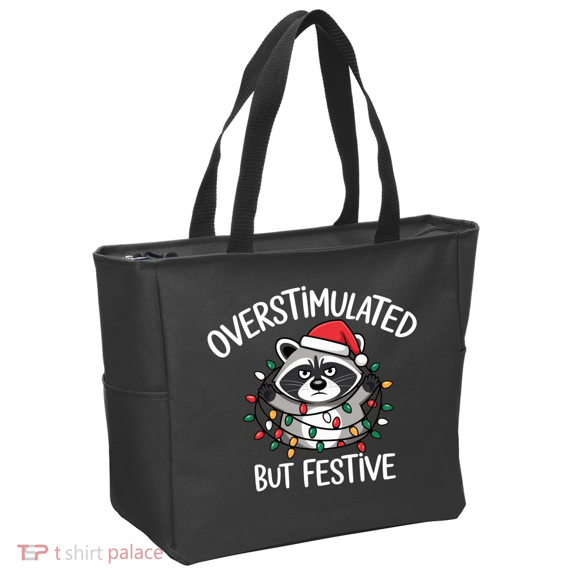 Overstimulated But Festive Racoon Tote Bag