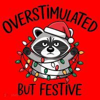 Overstimulated But Festive Racoon Santa Hat thumb 1