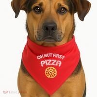 Ok But First Pizza USA-Made Doggie Bandana thumb 1