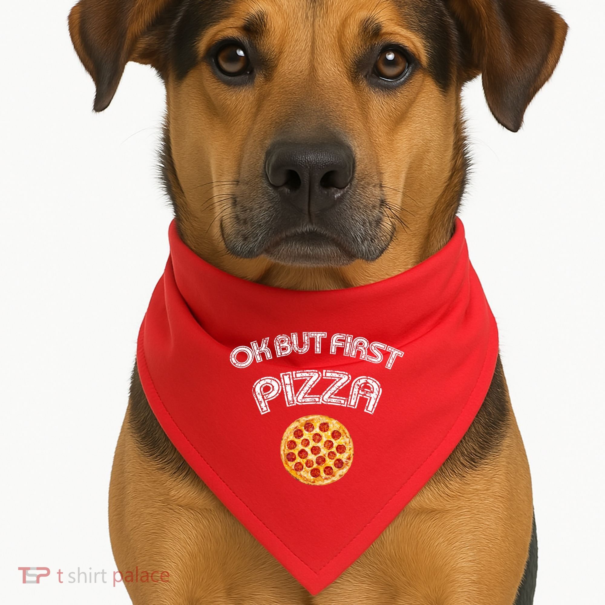 Ok But First Pizza USA-Made Doggie Bandana
