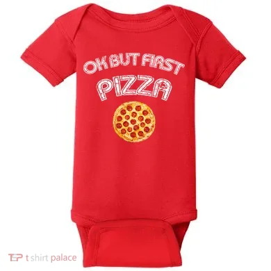 Ok But First Pizza Baby Bodysuit