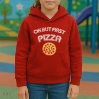 Ok But First Pizza Kids Hoodie thumb 3