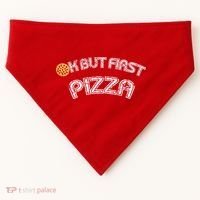 Ok But First Pizza Funny Pizza Lover USA-Made Doggie Bandana thumb 0