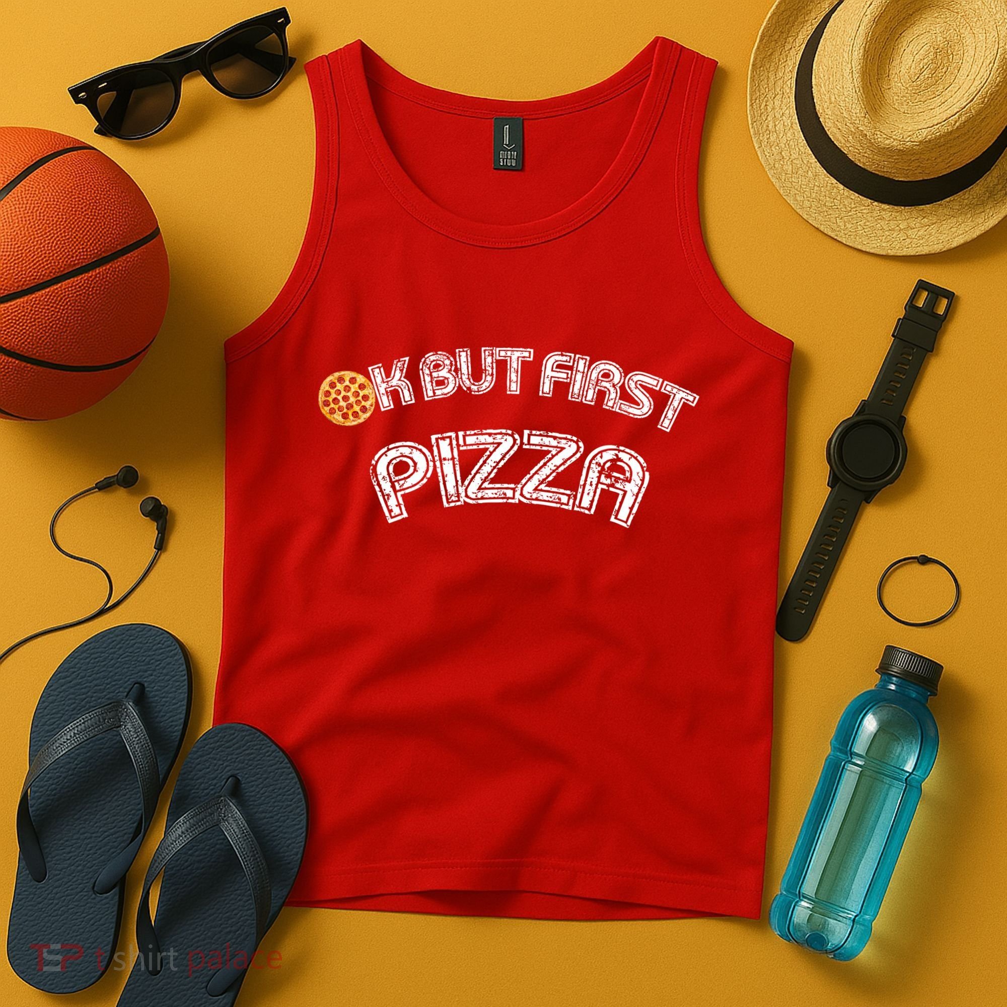 Ok But First Pizza Funny Pizza Lover Tank Top