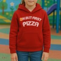 Ok But First Pizza Funny Pizza Lover Kids Hoodie thumb 3