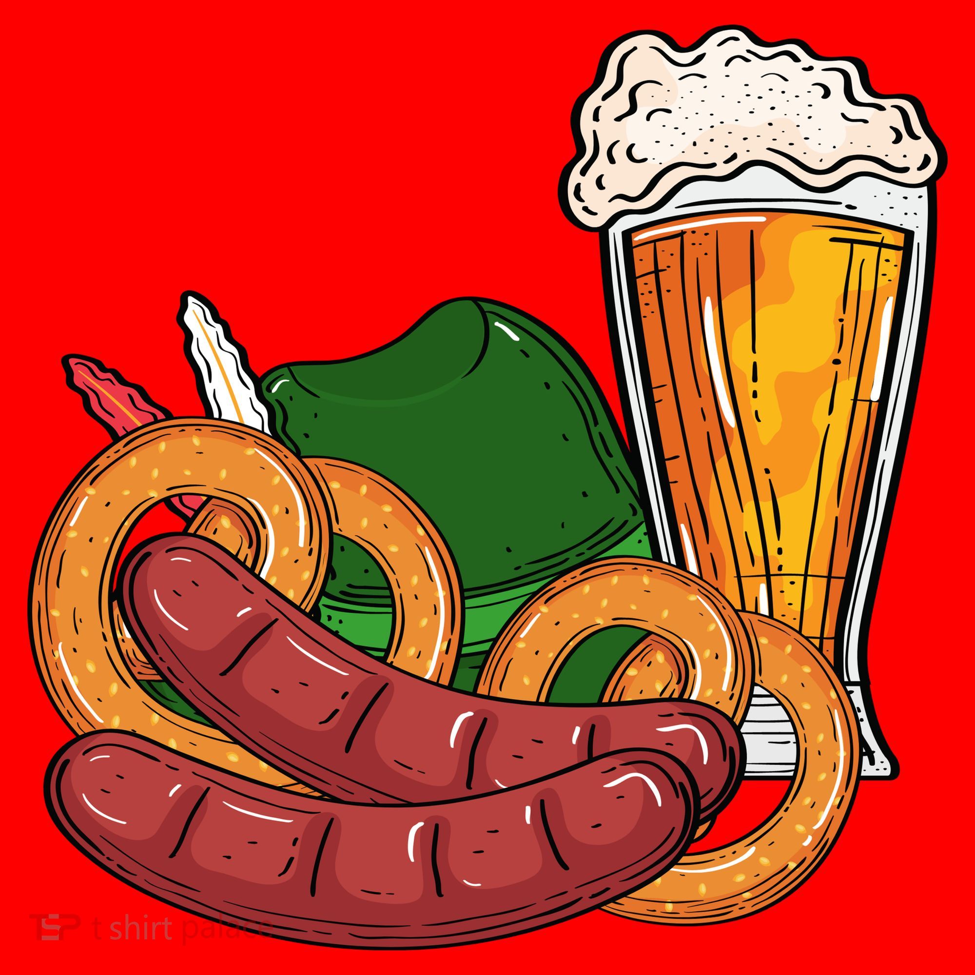 Oktoberfest Beer Food Festive Santa Hat