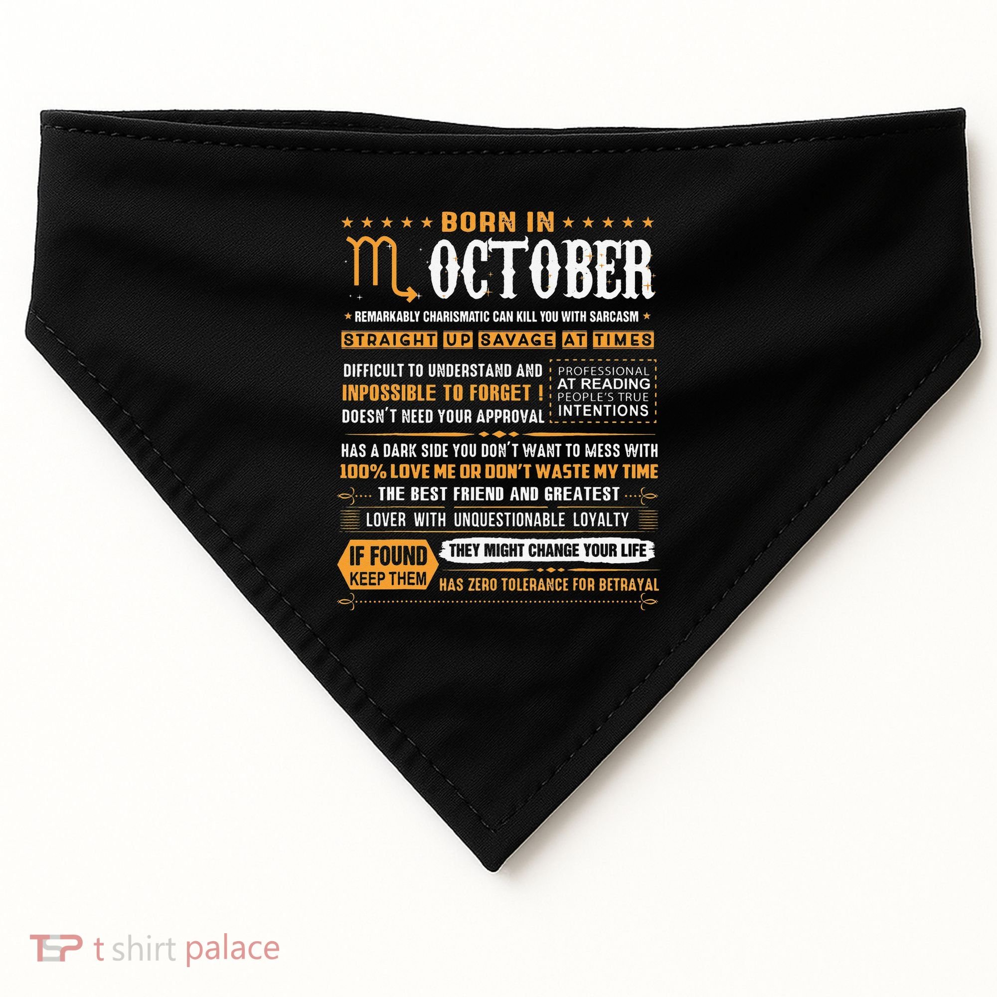 October Birthday Gifts Born In October Scorpio USA-Made Doggie Bandana