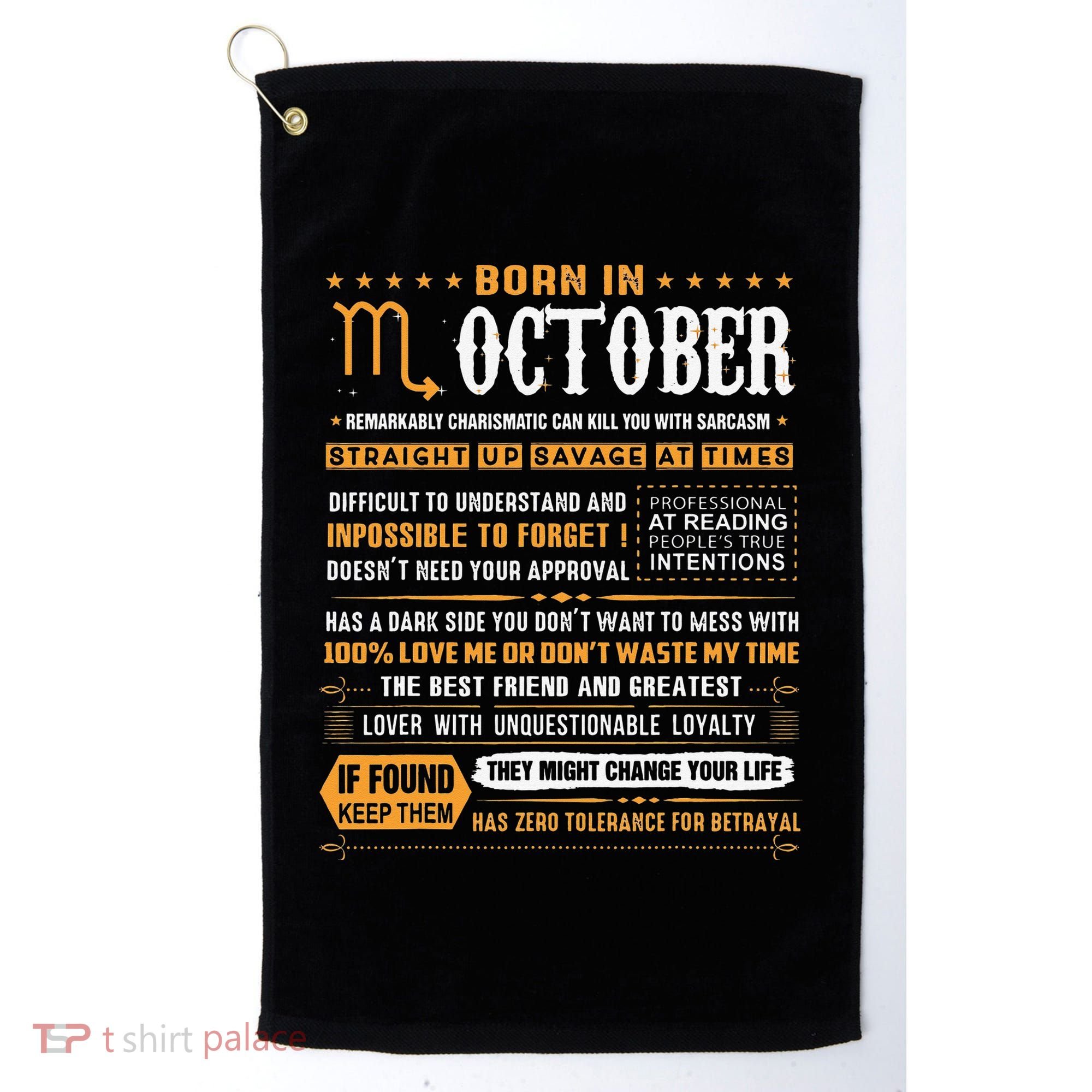 October Birthday Gifts Born In October Scorpio Golf Towel