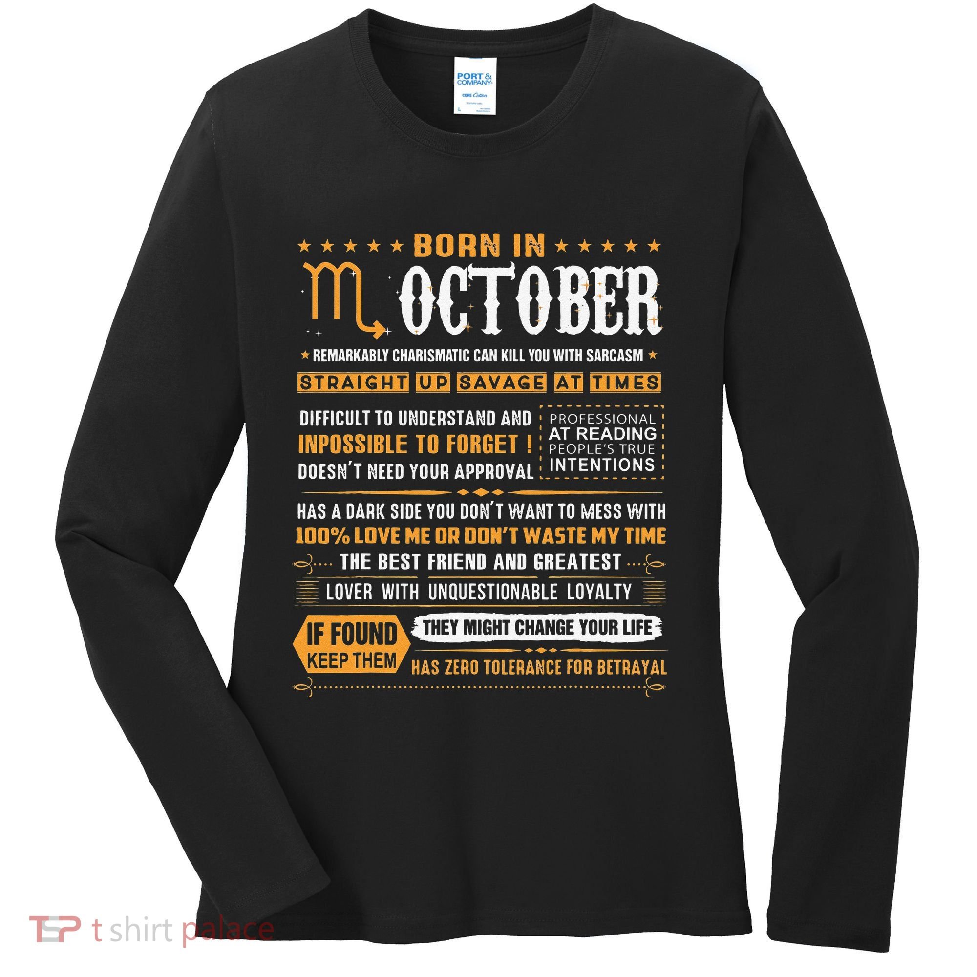 October Birthday Gifts Born In October Scorpio Women's Long Sleeve Shirt