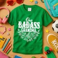 One Badass Grandma Kids T-Shirt thumb 3
