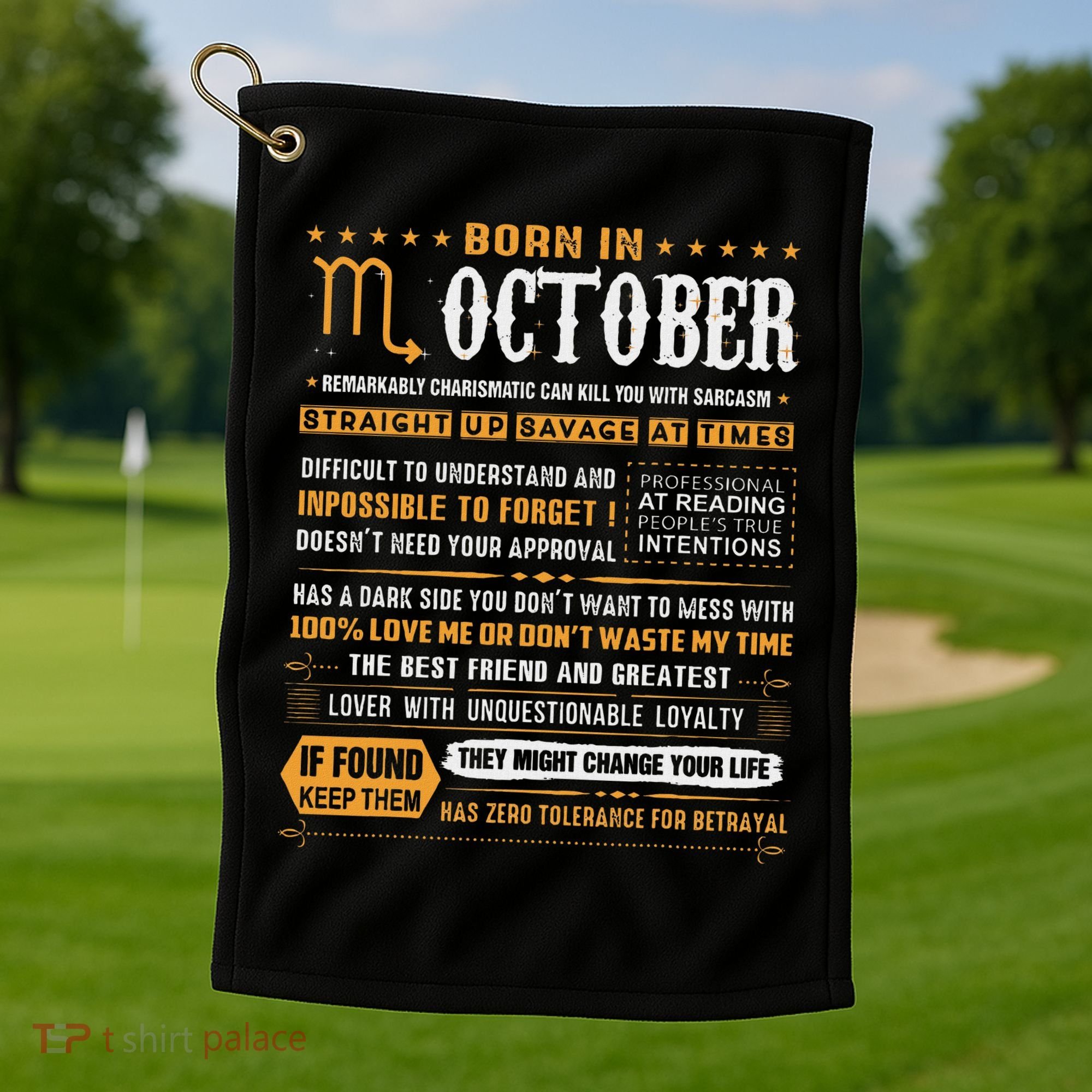 October Birthday Gifts Born In October Scorpio Golf Towel
