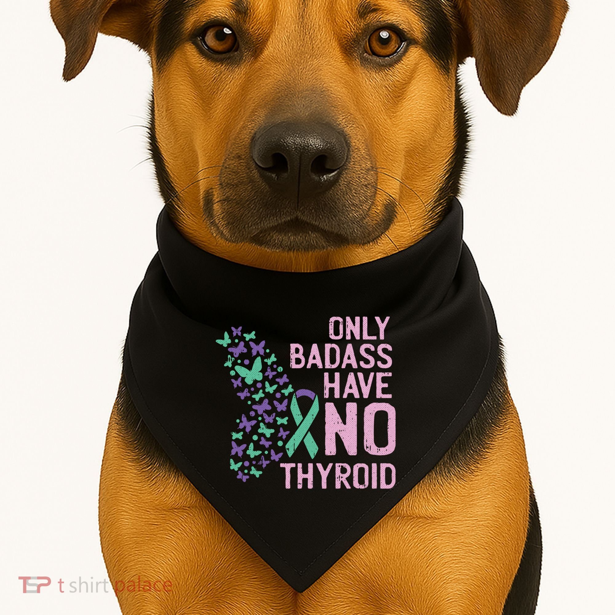 Only Badass Have No Thyroid Cancer Awareness Survivor Gift USA-Made Doggie Bandana