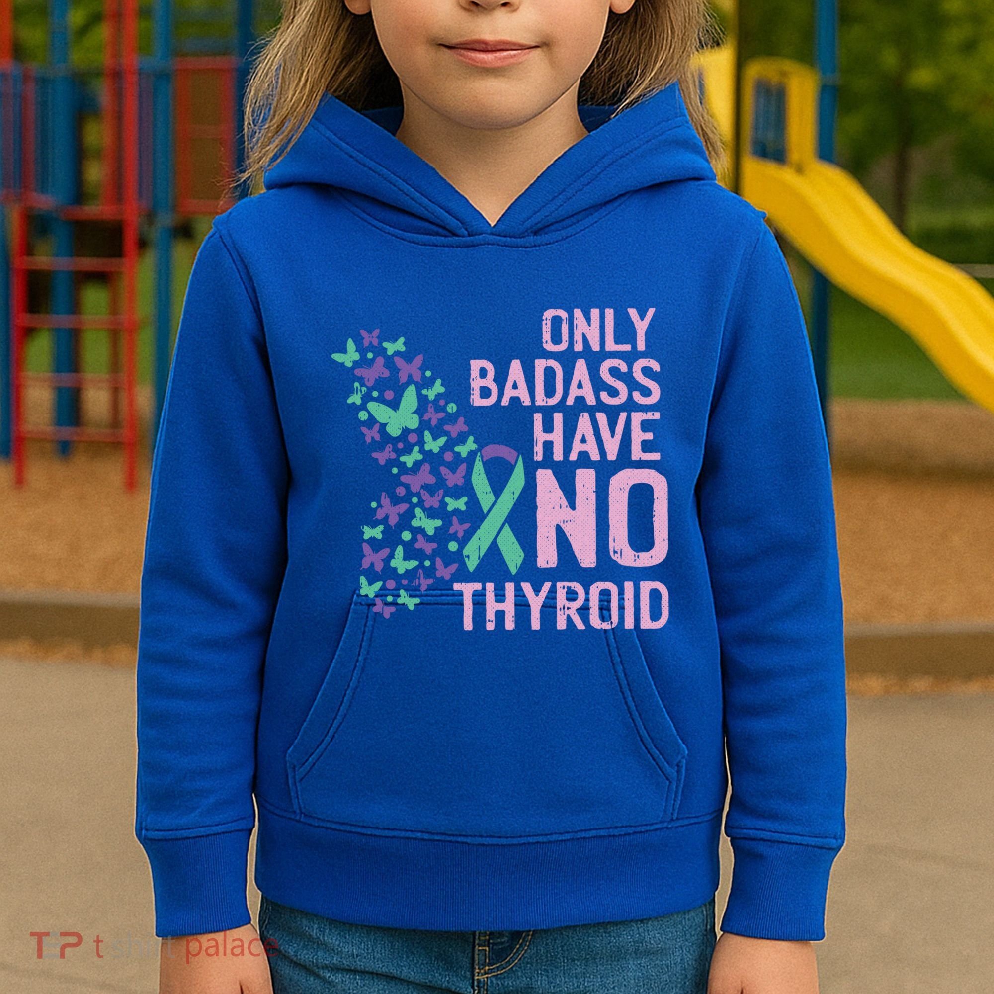 Only Badass Have No Thyroid Cancer Awareness Survivor Gift Kids Hoodie