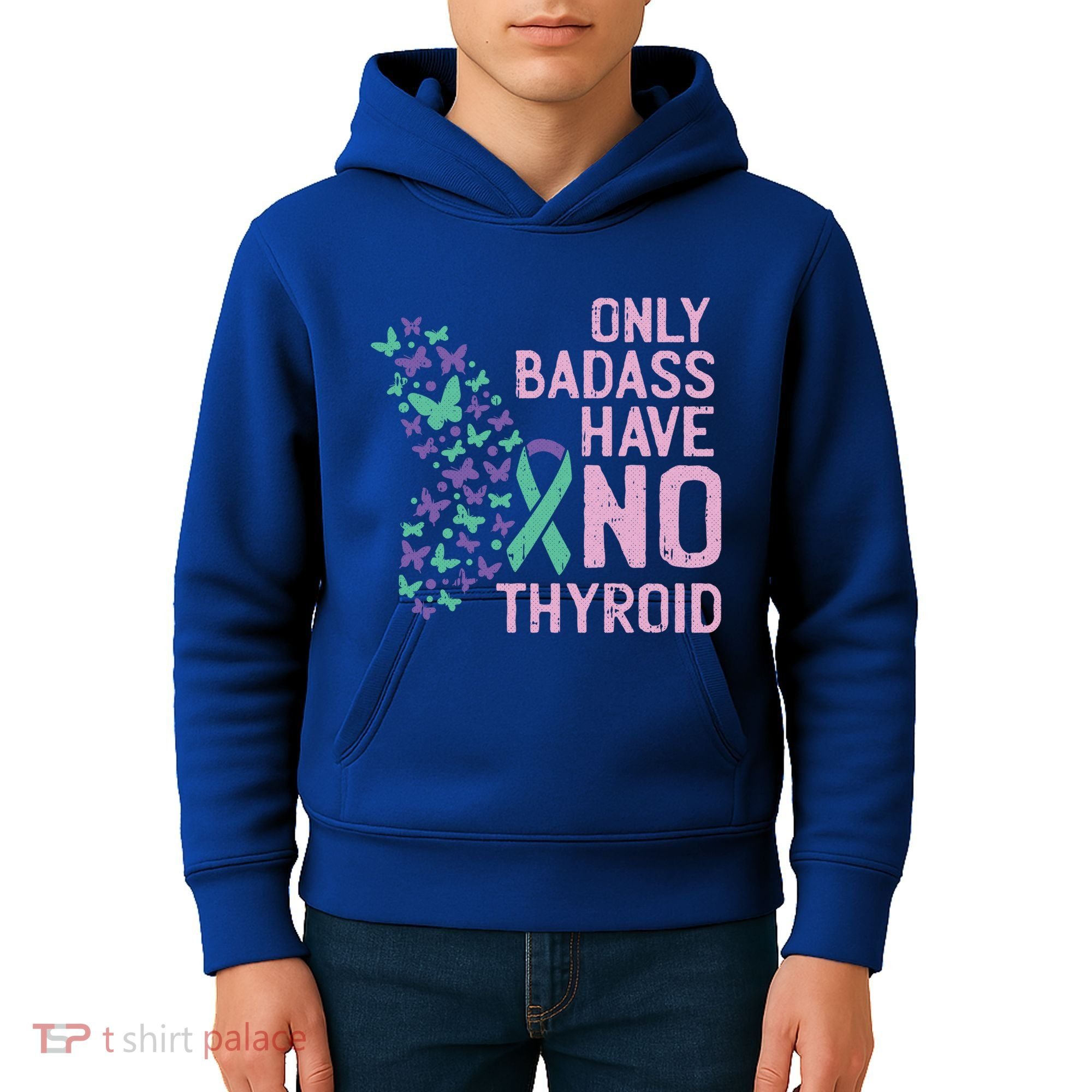 Only Badass Have No Thyroid Cancer Awareness Survivor Gift Kids Hoodie