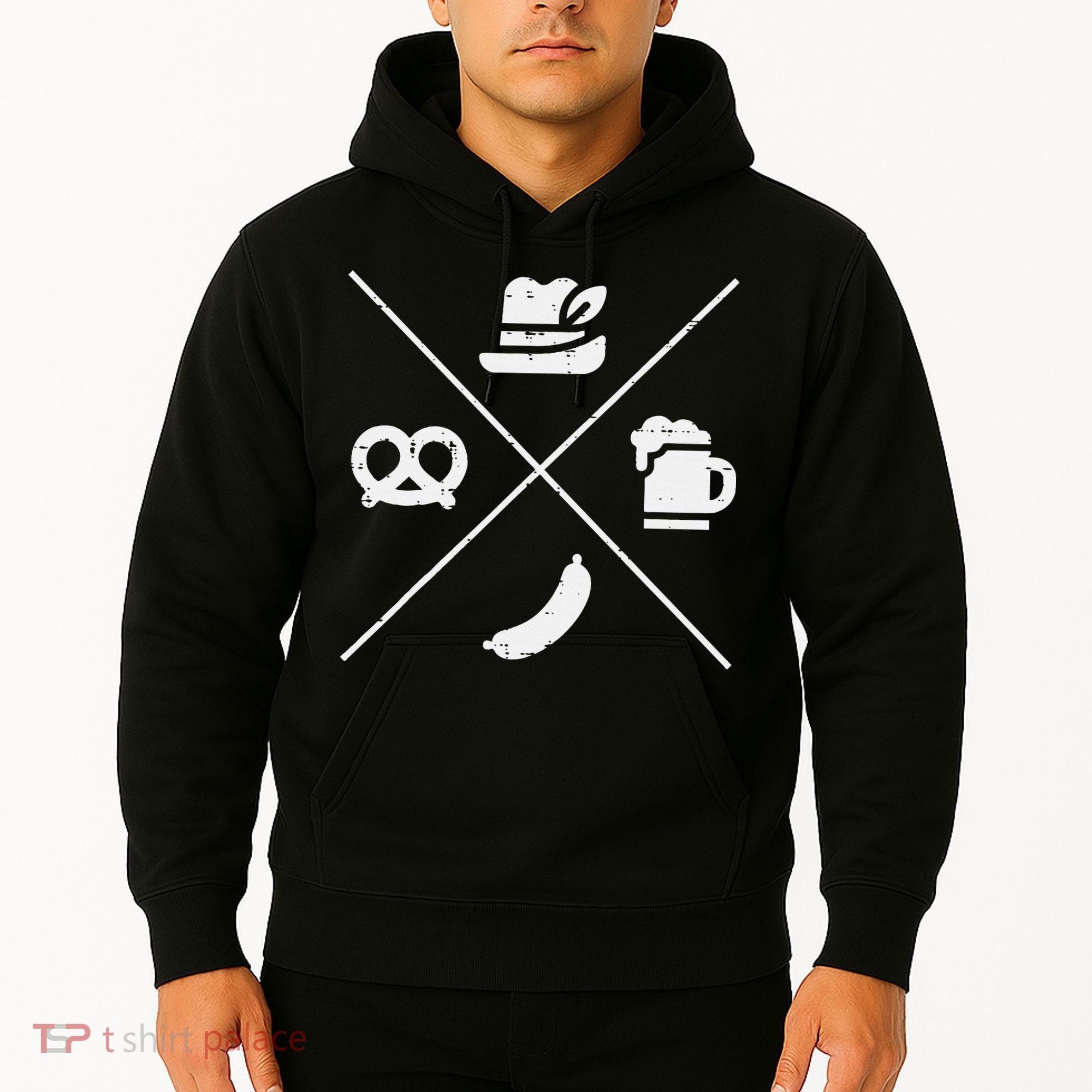 Oktoberfest Bavarian Hat Pretzel Bratwurst Hoodie