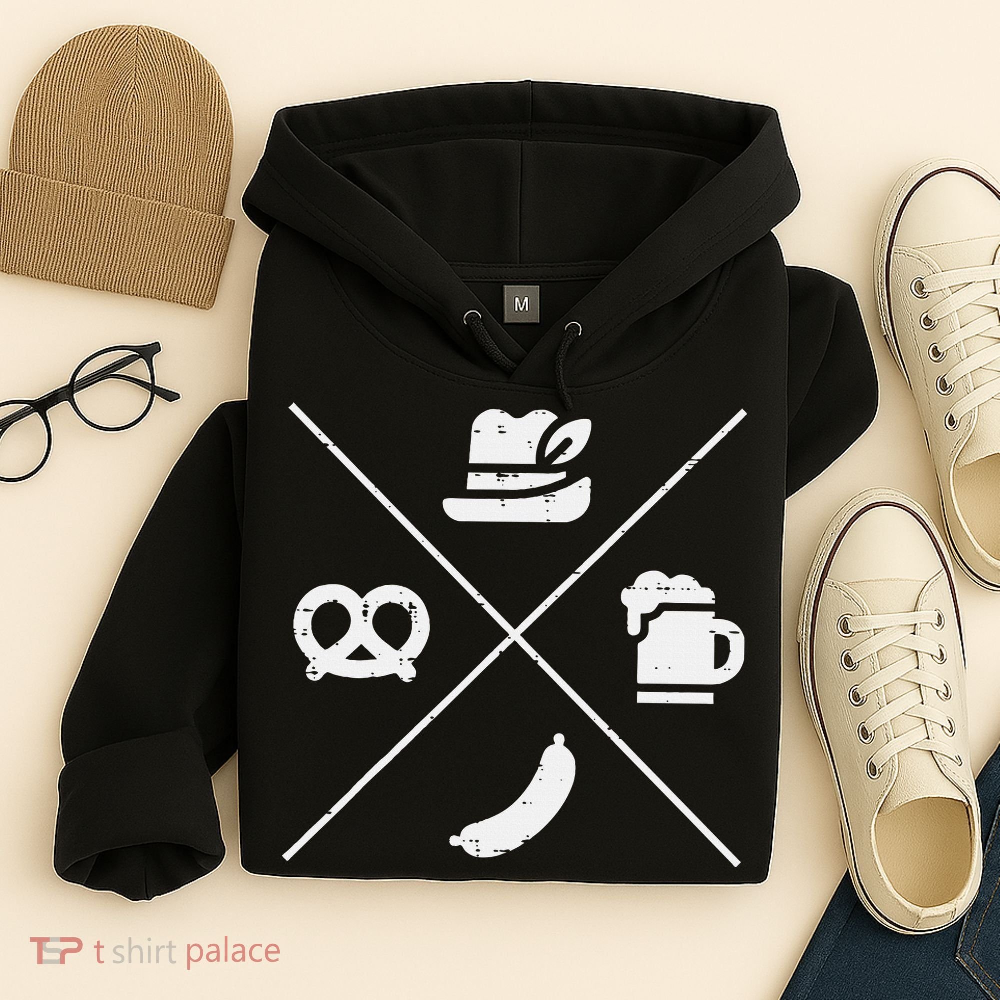 Oktoberfest Bavarian Hat Pretzel Bratwurst Hoodie