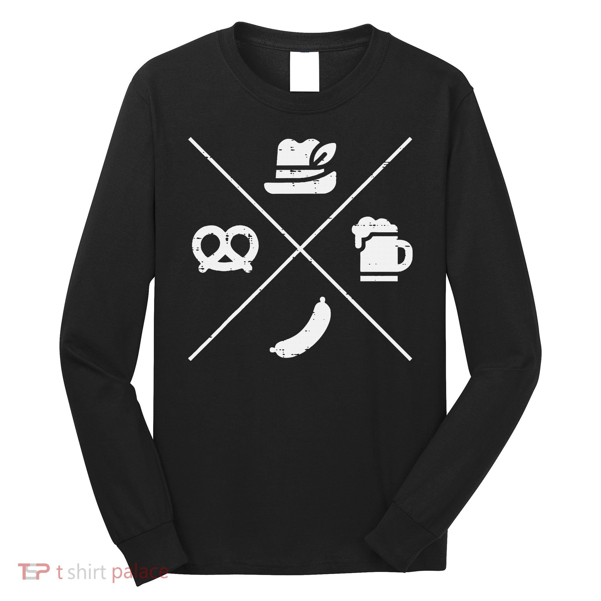 Oktoberfest Bavarian Hat Pretzel Bratwurst Long Sleeve Shirt