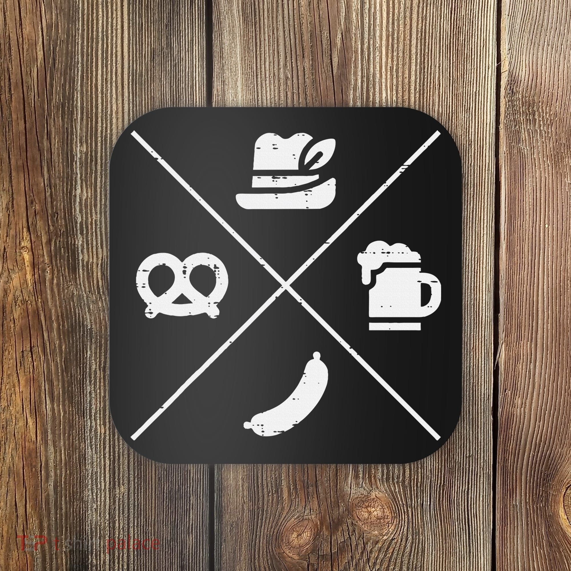 Oktoberfest Bavarian Hat Pretzel Bratwurst Coaster