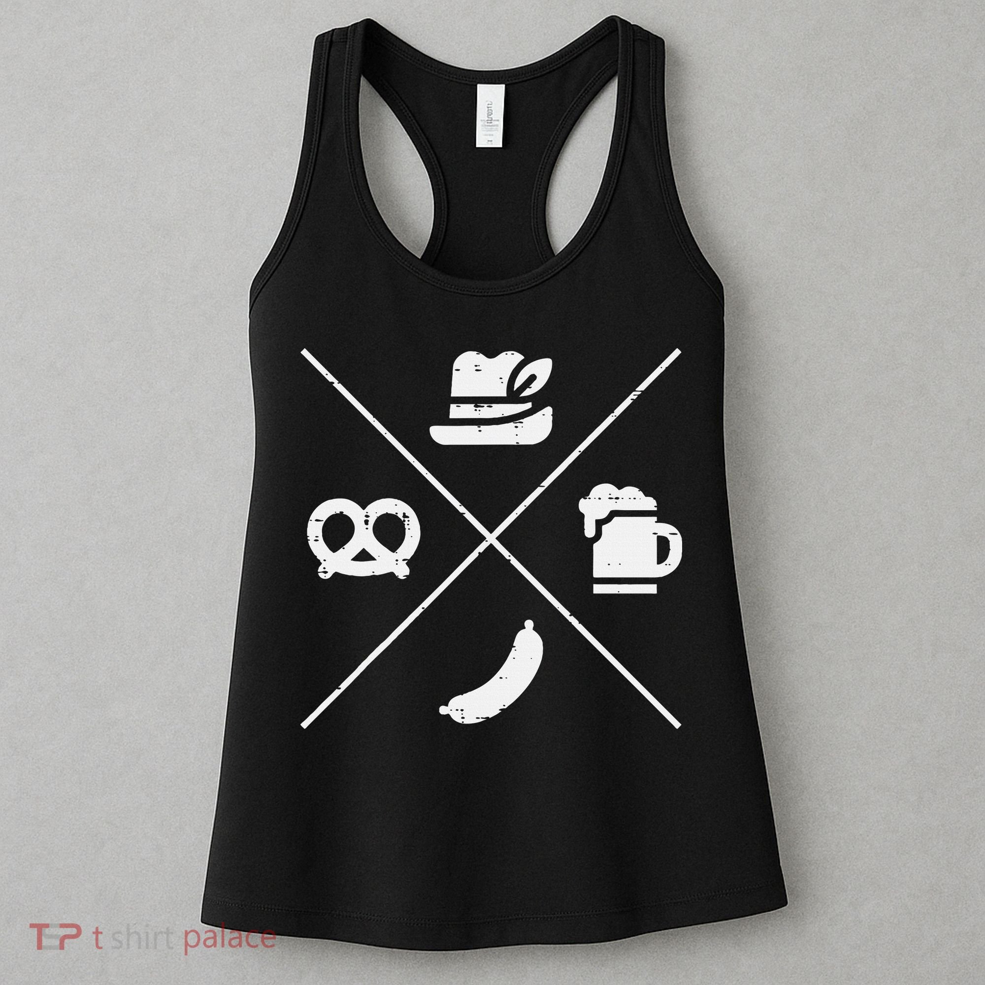 Oktoberfest Bavarian Hat Pretzel Bratwurst Women's Tank Top