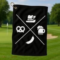 Oktoberfest Bavarian Hat Pretzel Bratwurst Golf Towel thumb 1
