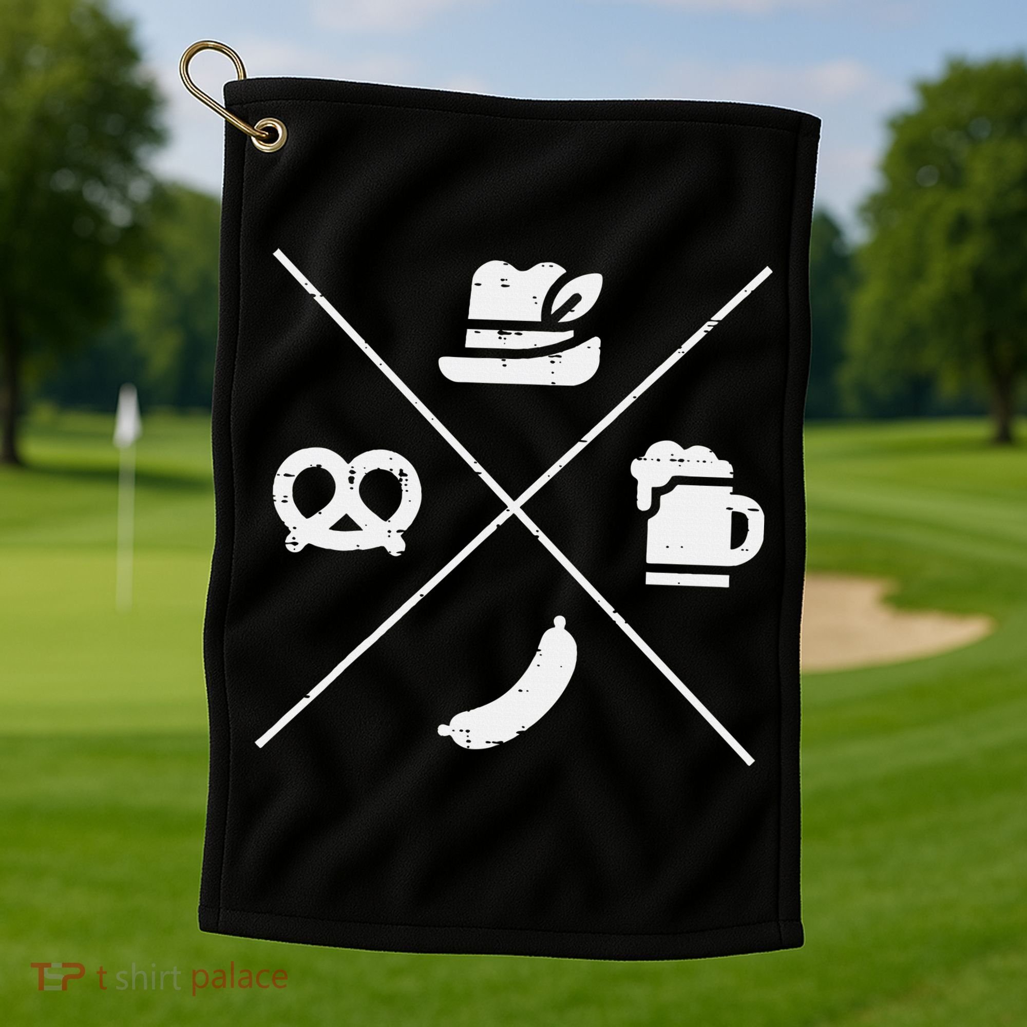 Oktoberfest Bavarian Hat Pretzel Bratwurst Golf Towel