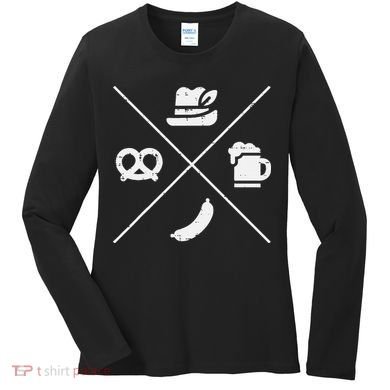 Oktoberfest Bavarian Hat Pretzel Bratwurst Women's Long Sleeve Shirt