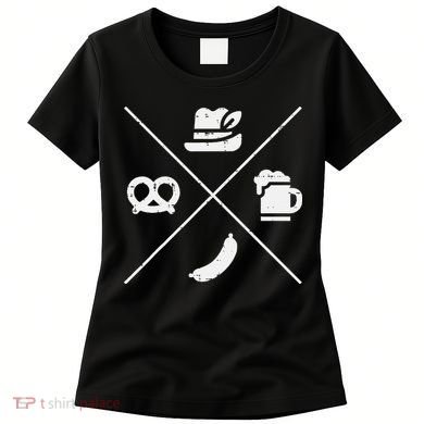 Oktoberfest Bavarian Hat Pretzel Bratwurst Women's T-Shirt