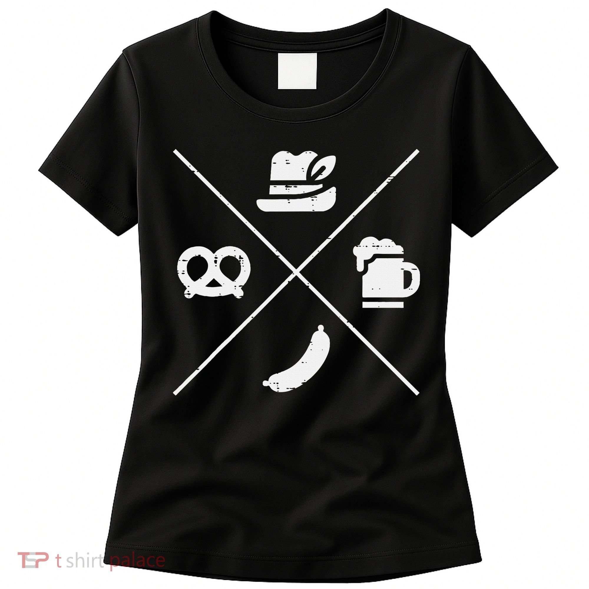 Oktoberfest Bavarian Hat Pretzel Bratwurst Women's T-Shirt