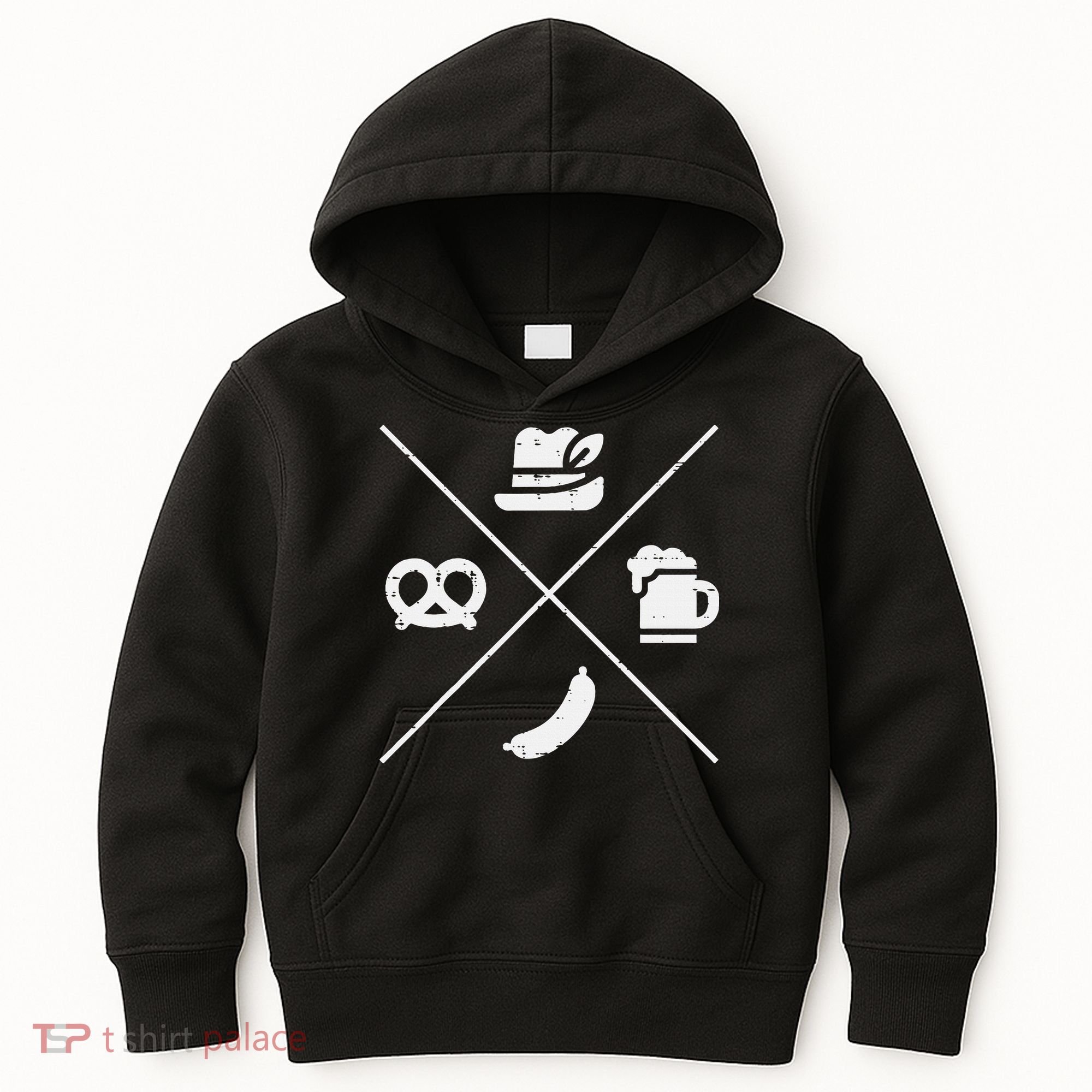Oktoberfest Bavarian Hat Pretzel Bratwurst Kids Hoodie