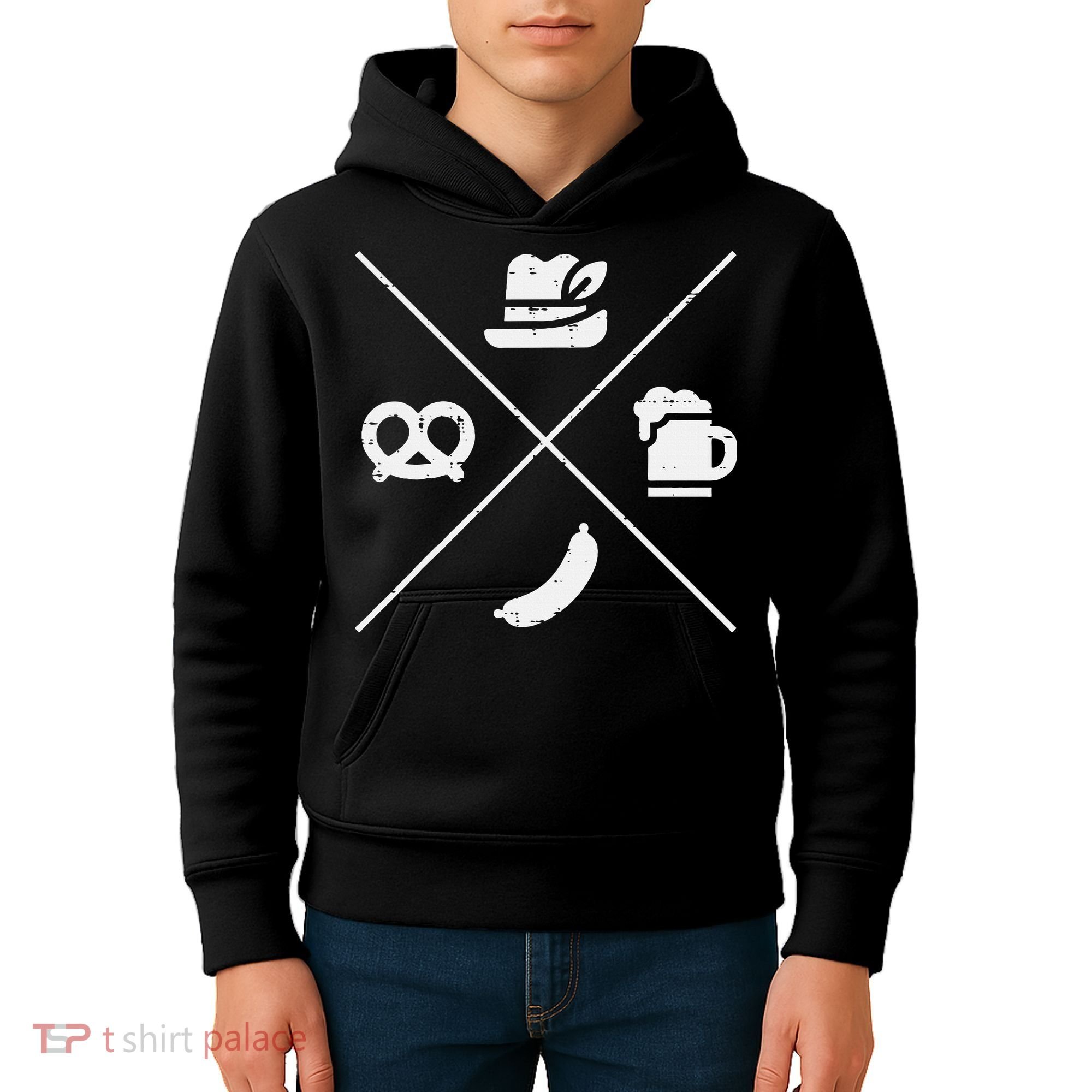 Oktoberfest Bavarian Hat Pretzel Bratwurst Kids Hoodie
