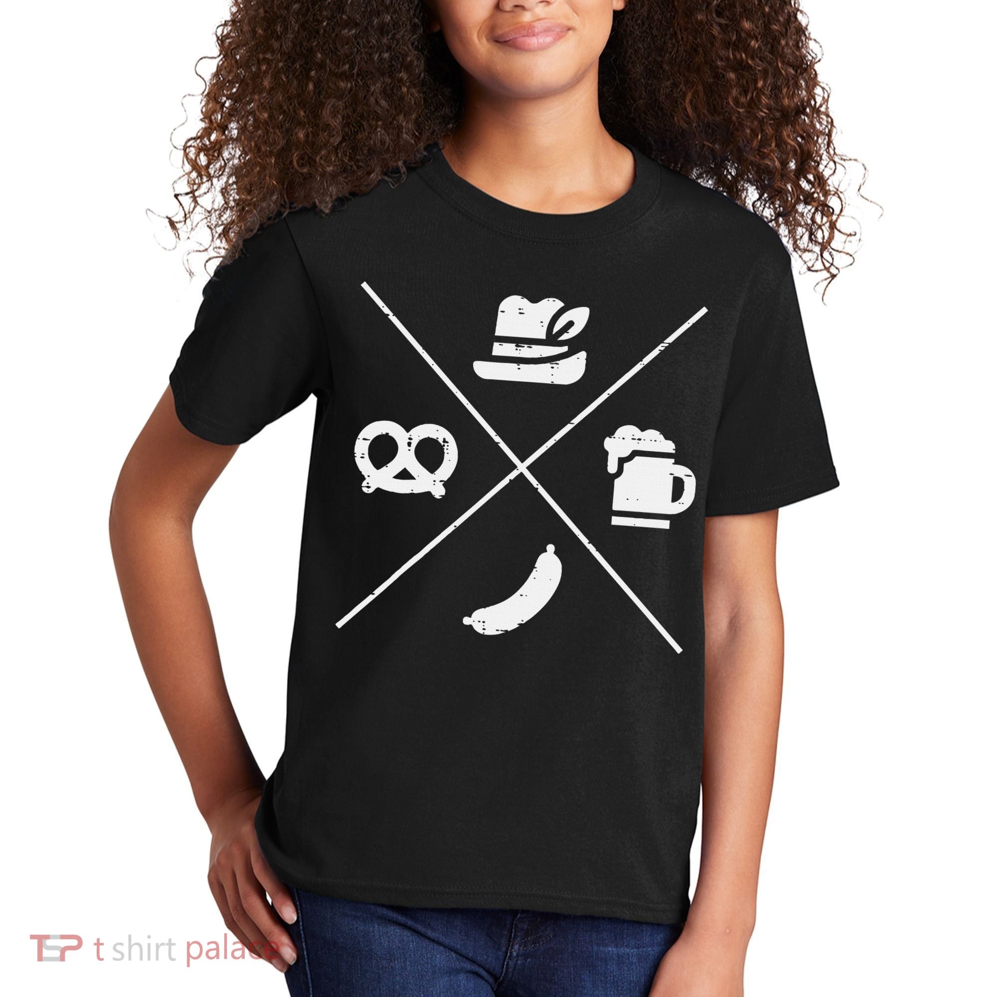 Oktoberfest Bavarian Hat Pretzel Bratwurst Kids T-Shirt