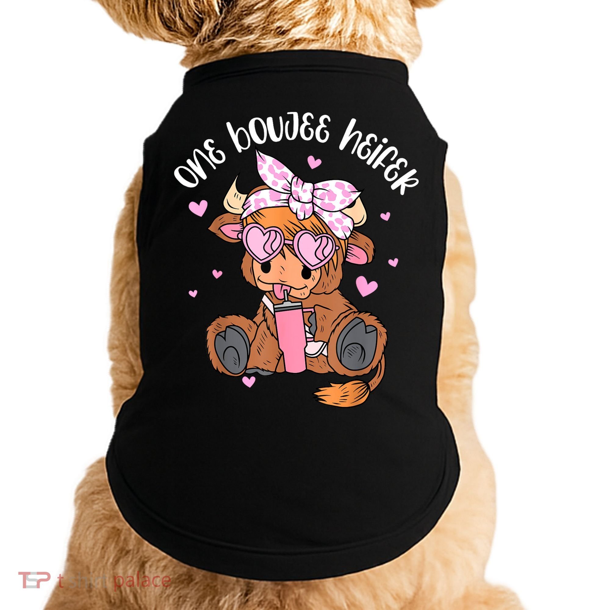 One Boujee Heifer Highland Cow Tumbler Happy ValentineS Day Doggie Tank