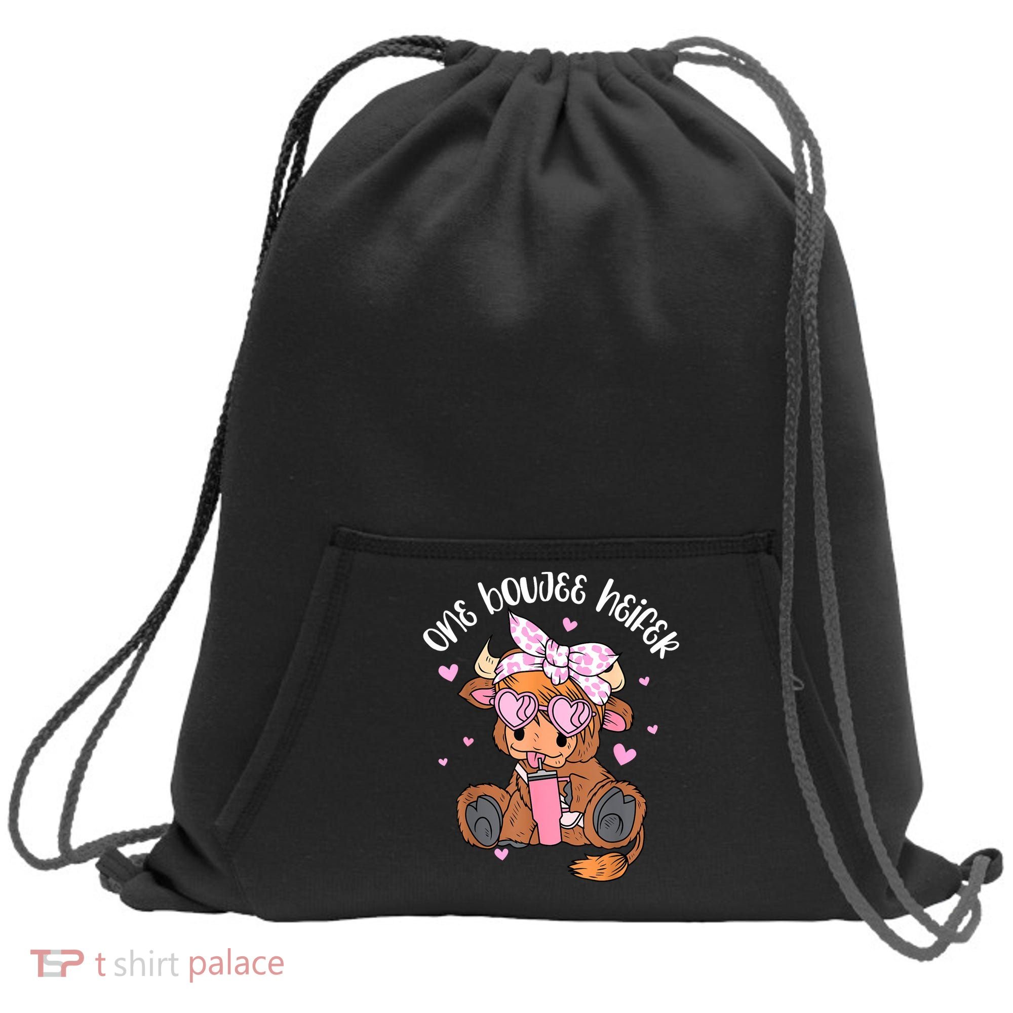 One Boujee Heifer Highland Cow Tumbler Happy ValentineS Day Sweatshirt Cinch Pack Bag